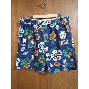 Wes and Willy Notre Dame Fighting Irish XXL Navy Floral Tropical Swim Trunks